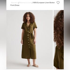 Quince linen dress XL in olive